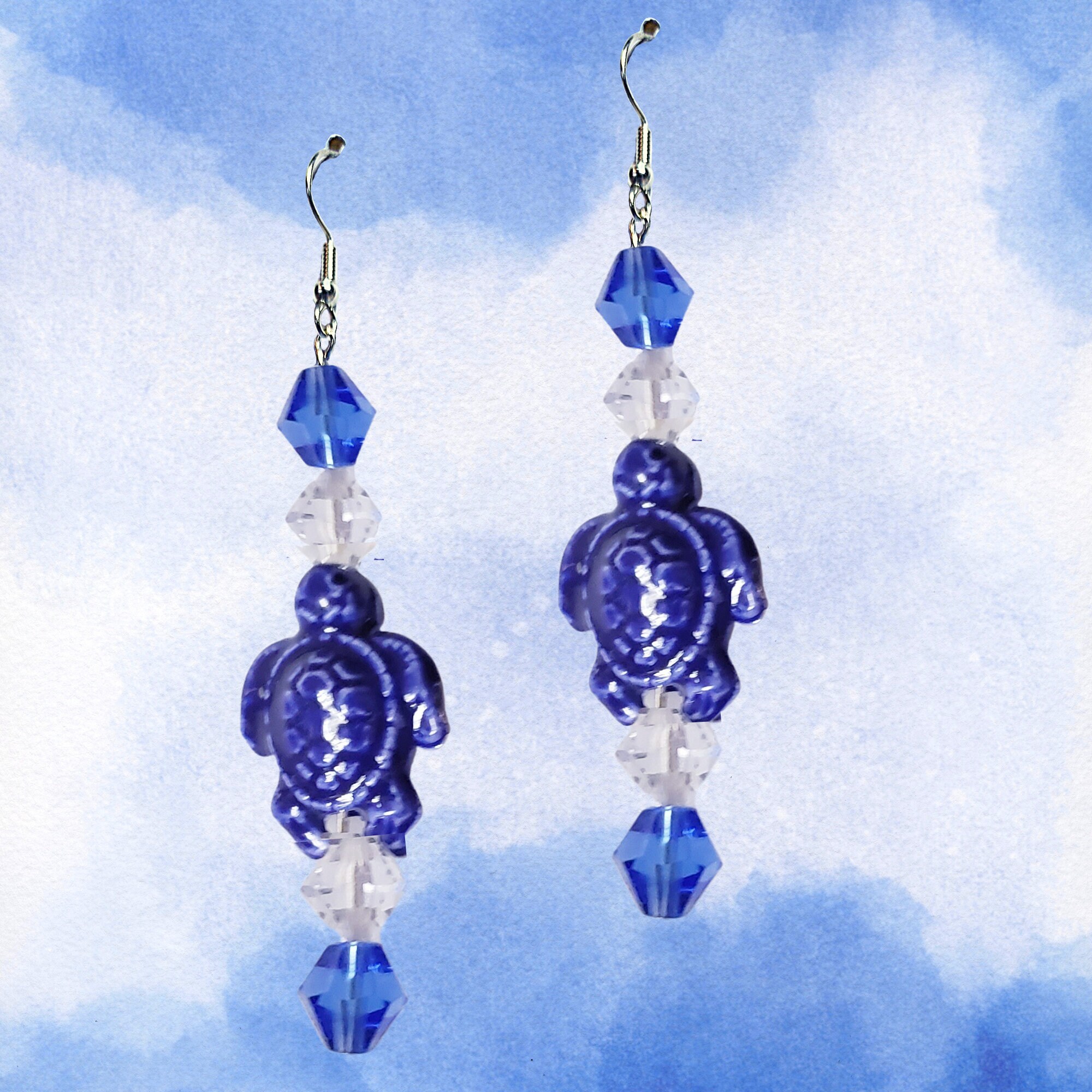 Turtle Lovers Glossy Howlite Earrings-MANY COLORS-Sea Life Earrings-Ocean Earrings-Girls Gift Earrings - Kawaii Earrings-Dangle Sea Earrings - Thumbnail 4