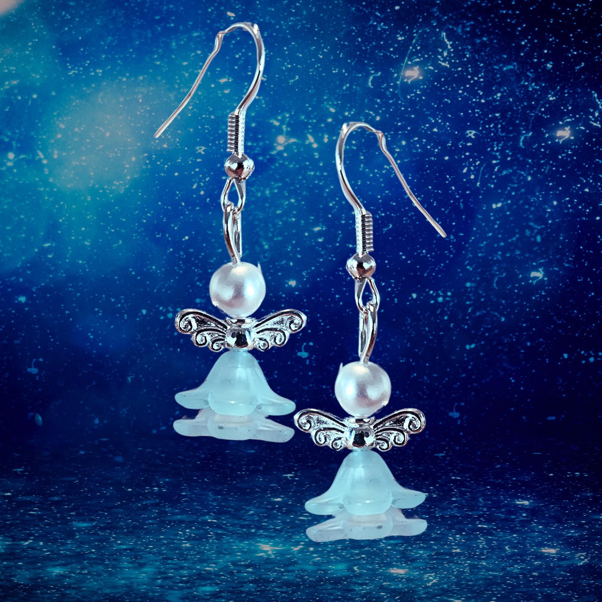 Colorful Angel Earrings - Dancing Skirt Angel Earrings - Pearl Angel Earrings - Christmas Gift - Easter Gift - Birthday Gift -Religious Gift - Thumbnail 2