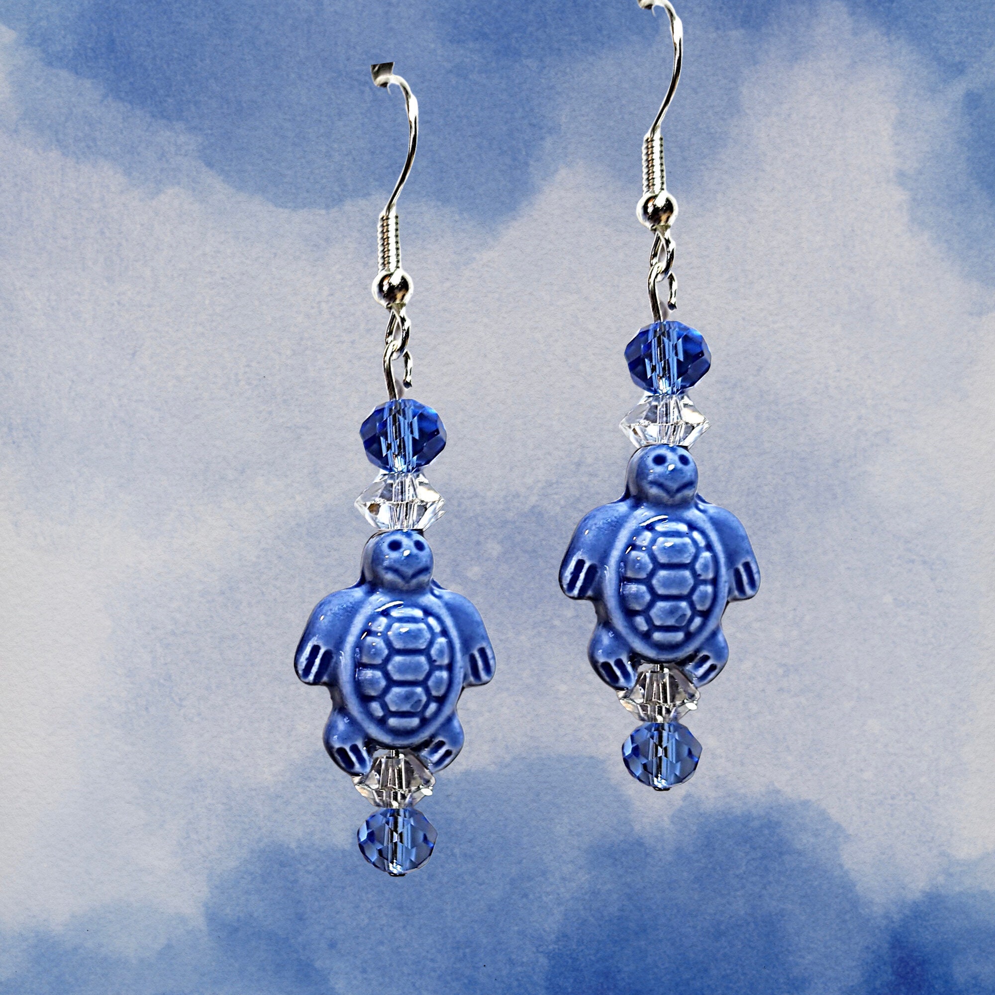 Turtle Lovers Glossy Howlite Earrings-MANY COLORS-Sea Life Earrings-Ocean Earrings-Girls Gift Earrings - Kawaii Earrings-Dangle Sea Earrings - Thumbnail 2