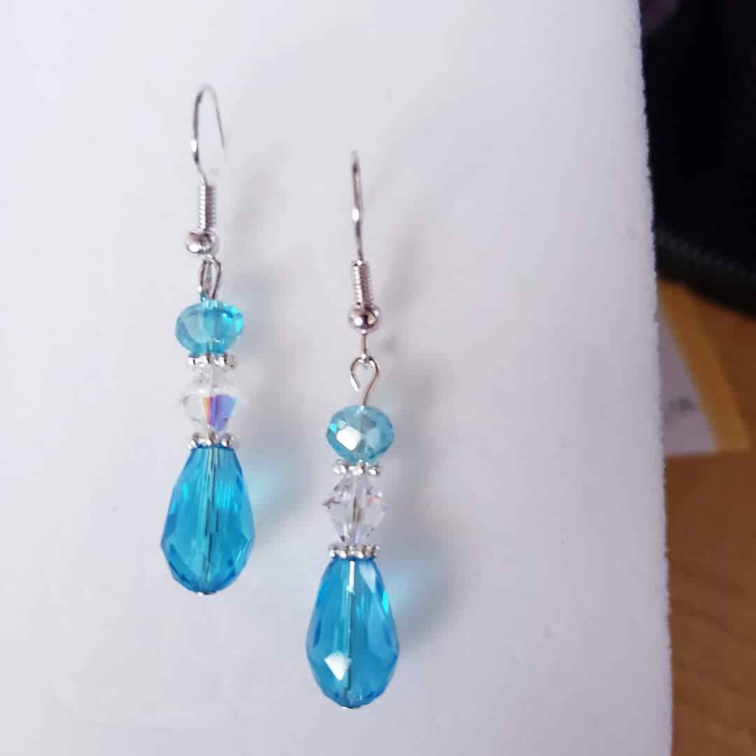 Christmas Blue Earrings Gift - Easter Gift - Mother's Day Gift -Hanukkah Blue Earrings -Blue Crystal Teardrop Earrings - Birthday Gift - Thumbnail 2