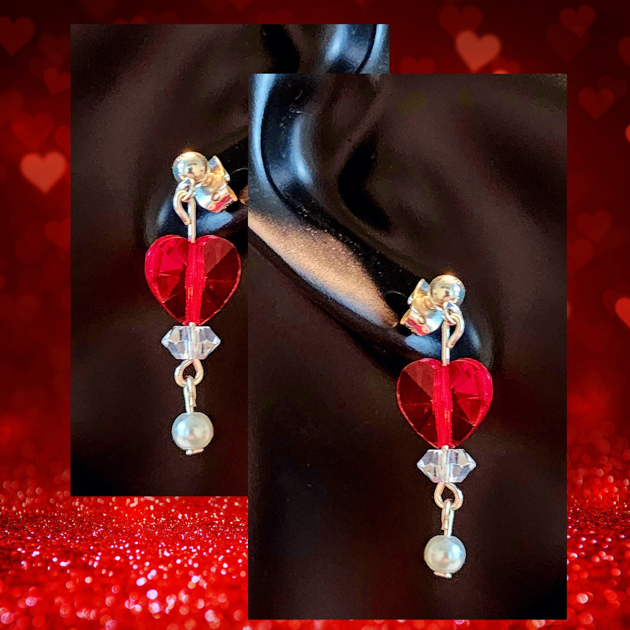 Crystal Heart Earrings - MANY COLORS Heart Earrings -Pearl Earrings-Heart Jewelry -Heart Gift - Valentine's Day Earrings - Mother's Day Gift