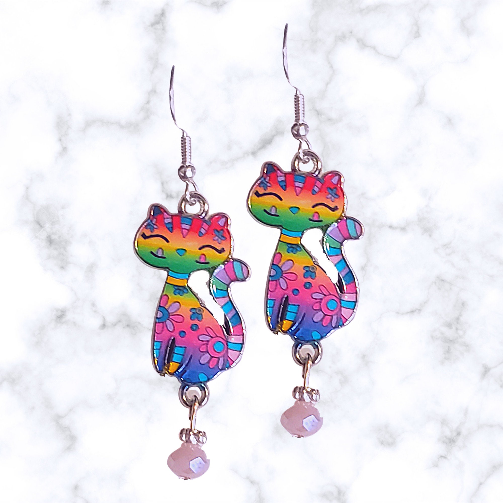 Cat Lovers Earrings - MANY COLOR Cat Earrings-Cute Cat Earrings - Kawaii Earrings - Gift Earrings - Cat Lovers Gift - Cat Jewelry - Handmade - Thumbnail 6