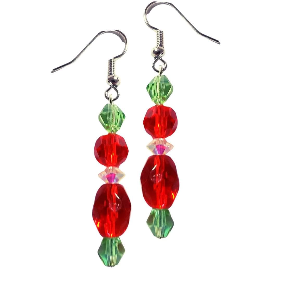 Christmas Colors Earrings - Christmas Crystal Earrings - Christmas Green Earrings - Festive Earrings -Christmas Gift Earrings -Birthday Gift