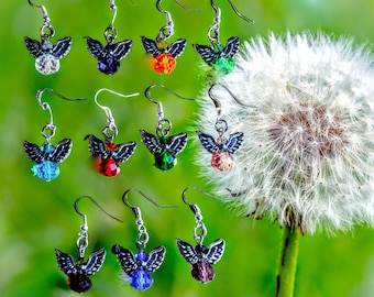 Colorful Angel Earrings - Crystal Angel Earrings - Christmas Gift - Easter Gift - Birthday Gift - Religious Gift - Handmade in USA