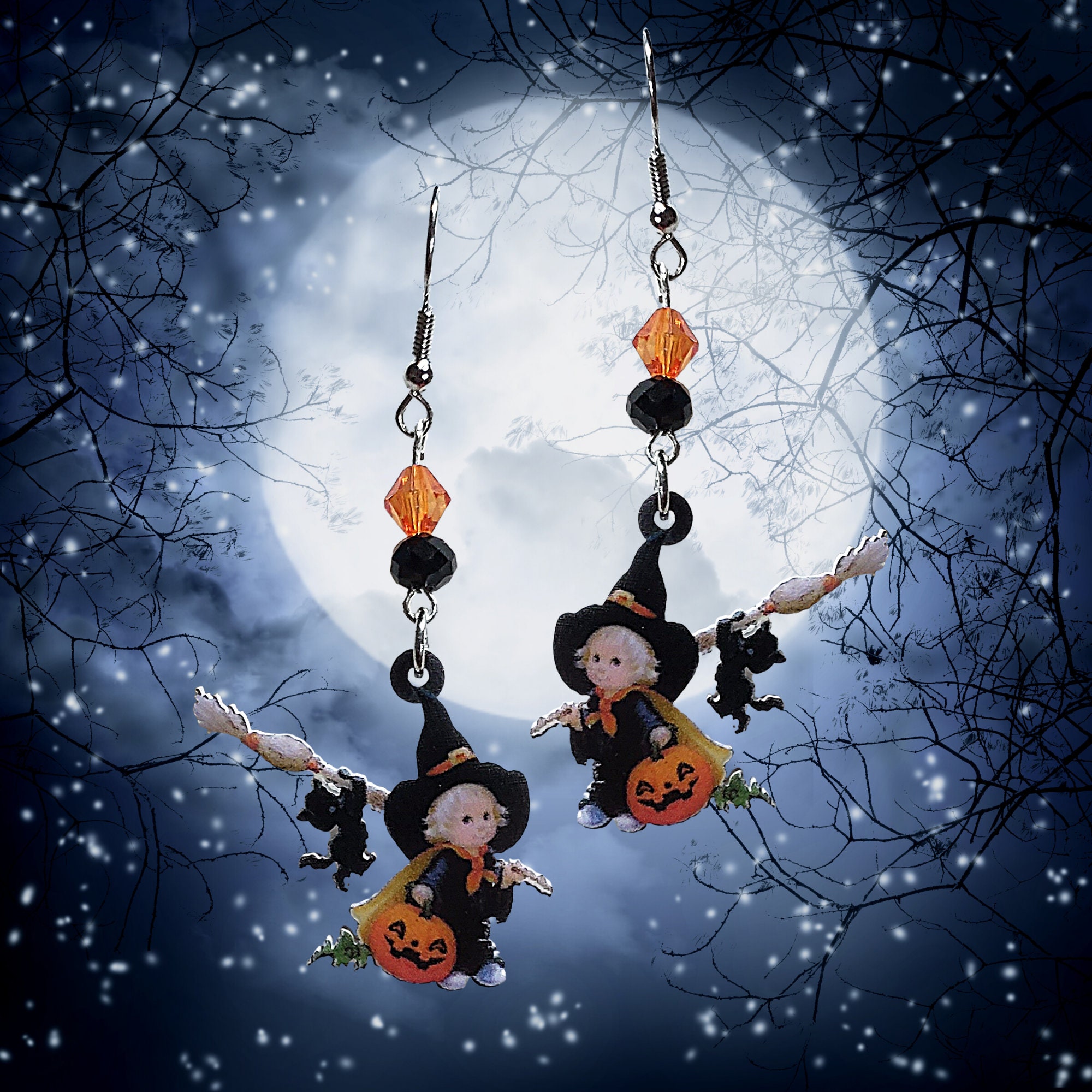 Halloween Earrings - Pumpkin Earrings - Black Cat Earrings - Reaper Earrings - Witch Earrings-Ghost Earrings-Pirate Earrings-Kawaii Earrings - Thumbnail 3