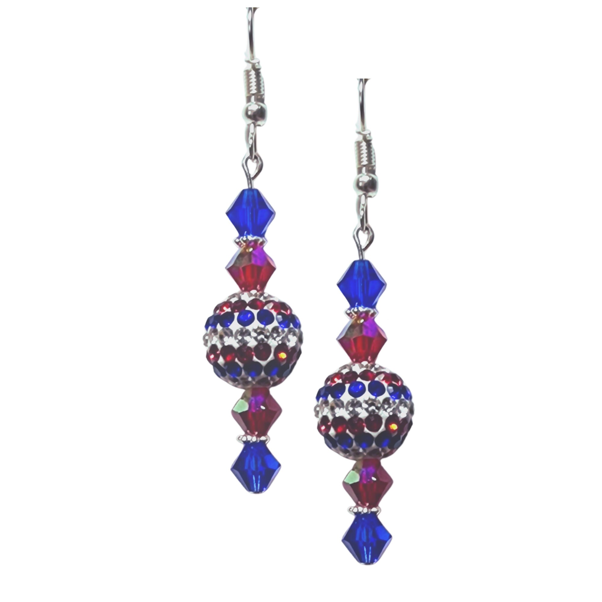 Patriotic Earrings-American Red White Blue Earrings-USA Patriotic Jewelry-4th of July Earrings - Independence Day Gift- Festive USA earrings - Thumbnail 2