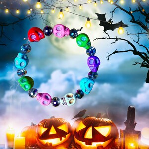Halloween Bracelet - Colorful Skulls Bracelet
