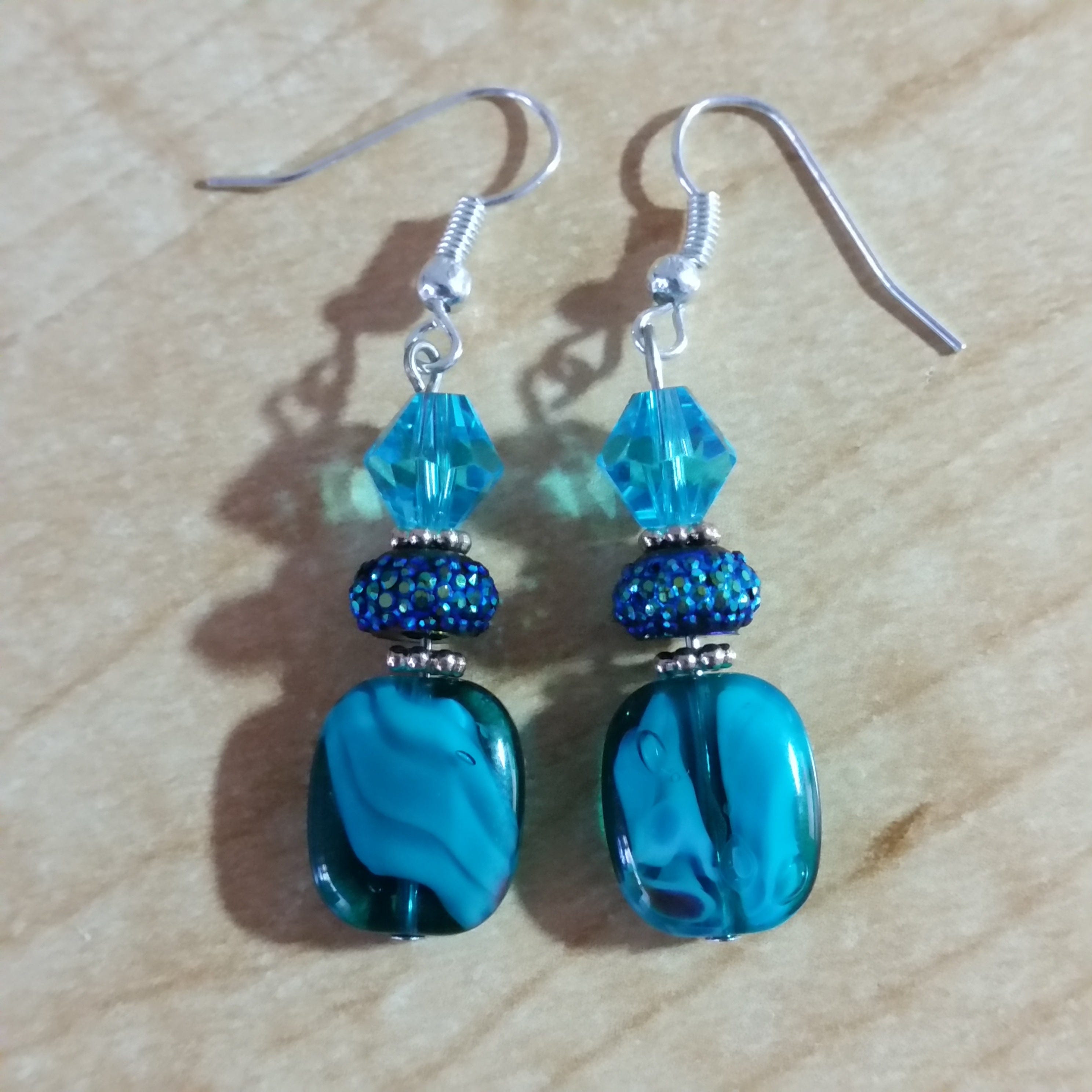 Aqua Crystal Earrings - Elegant Dangles - Gift Earrings - Birthday Gift - Made in USA   Teal Crystal Earrings - Blue Crystal Earrings - Thumbnail 6