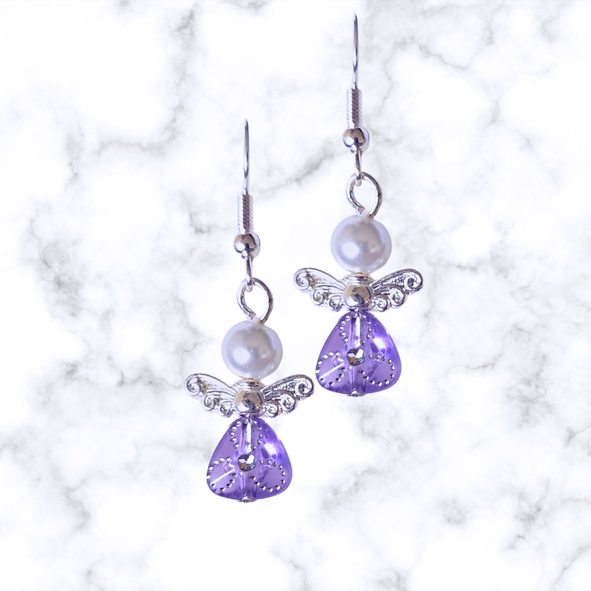Colorful Angel Earrings - Crystal Angel Earrings - Christmas Gift - Easter Gift - Birthday Gift - Religious Gift - Handmade in USA - Thumbnail 4