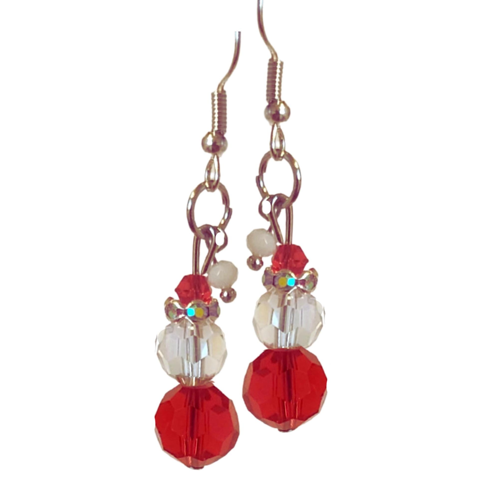Crystal Christmas Earrings - Christmas Santa Earrings - Red Crystal Earrings - Crystal Santa Earrings - Kawaii Earrings - Christmas Gift - Thumbnail 2
