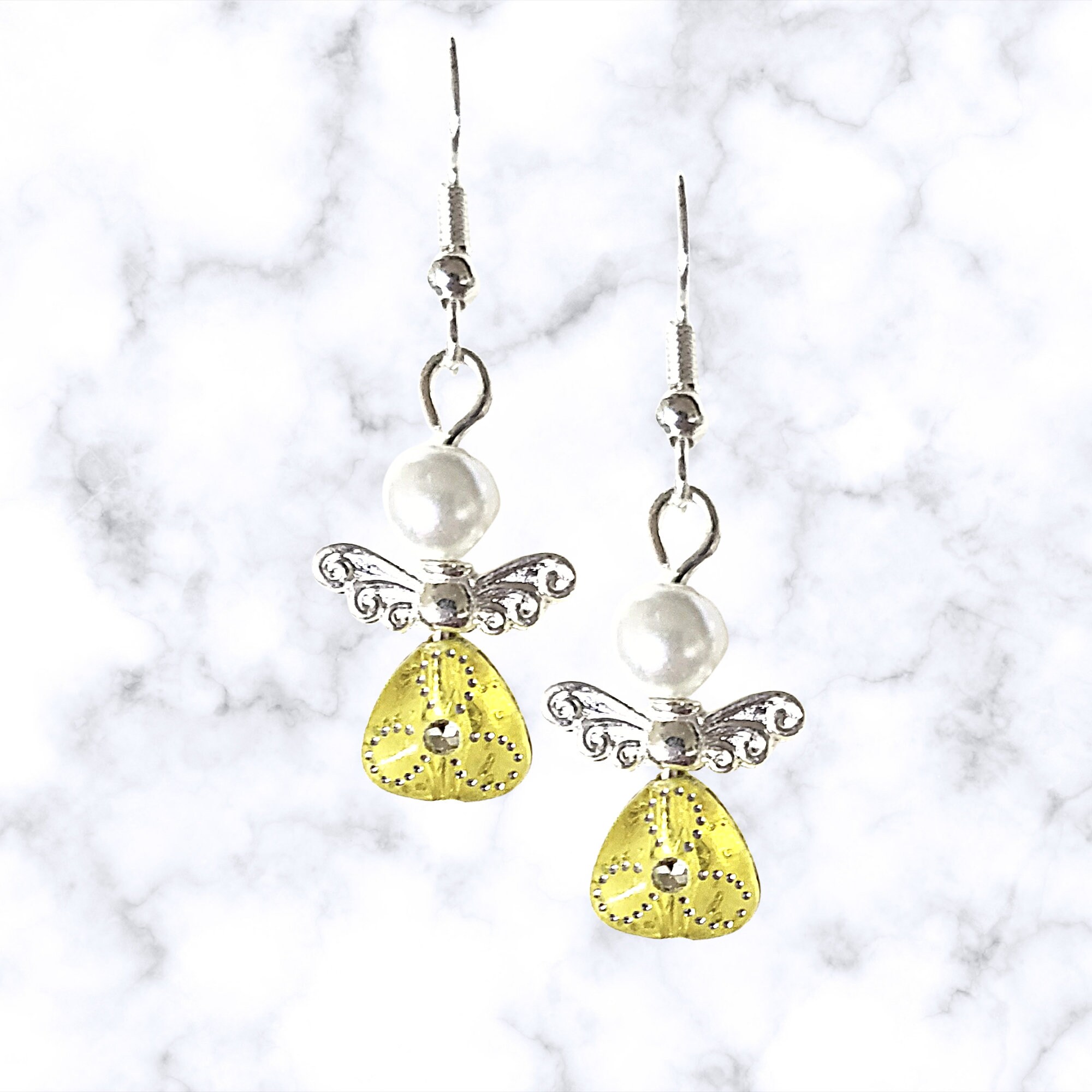 Colorful Angel Earrings - Crystal Angel Earrings - Christmas Gift - Easter Gift - Birthday Gift - Religious Gift - Handmade in USA - Thumbnail 3