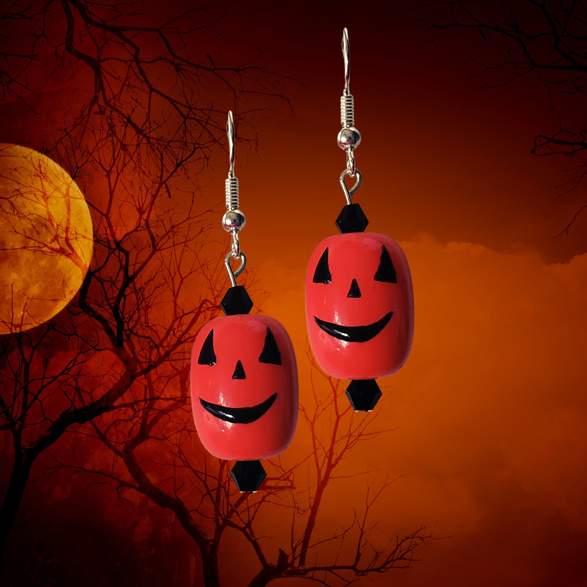 Halloween Earrings - Halloween Theme Stone Earrings - Bloody Eyes Earrings - Pumpkin Earrings- RIP Earrings - Kawaii Earrings-Halloween Gift - Thumbnail 5