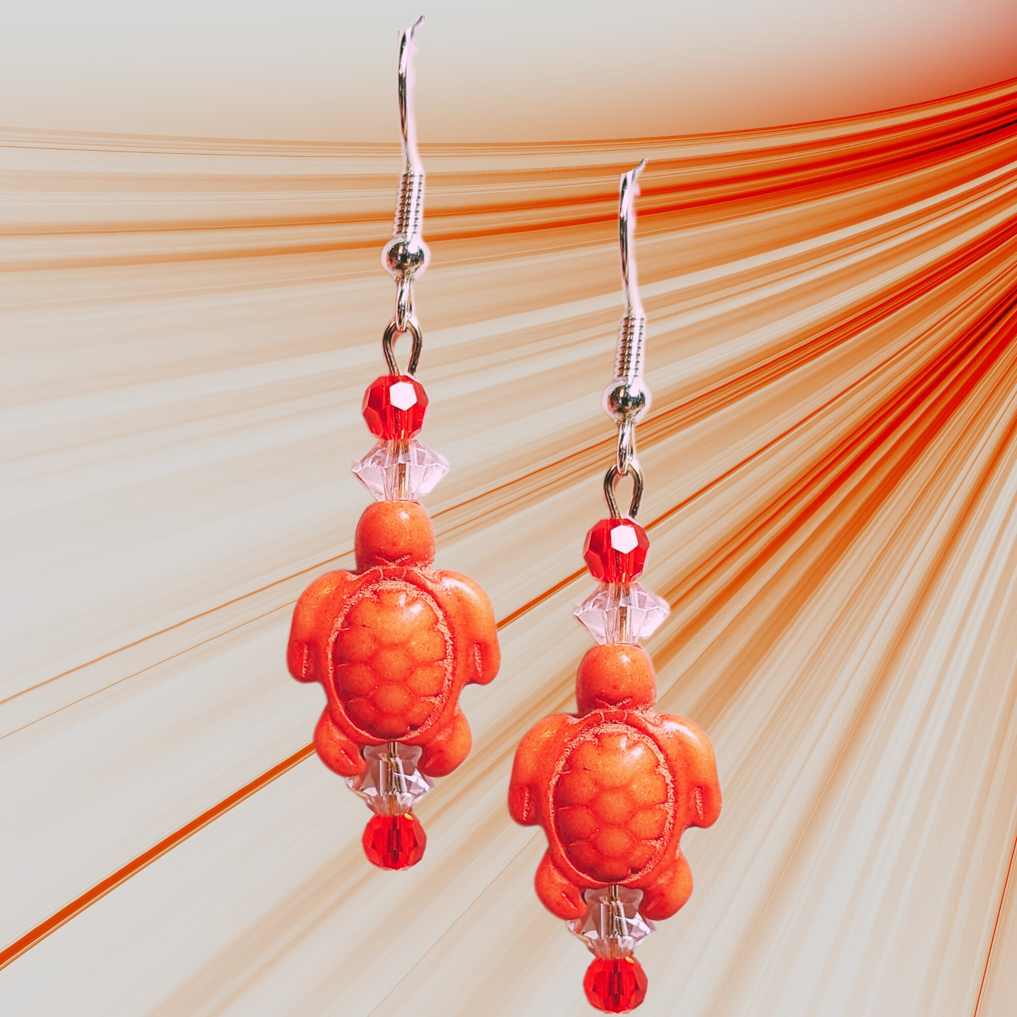 Turtle Lovers Howlite Earrings - MANY COLORS - Sea Life Earrings-Ocean Earrings - Girls Gift Earrings - Kawaii Earrings-Dangle Sea Earrings - Thumbnail 7