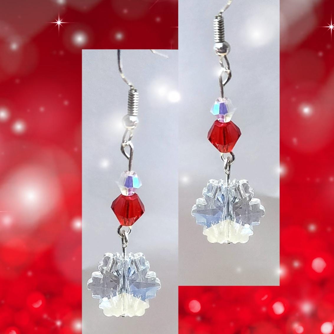 Crystal Snowflake Earrings-Christmas Snowflake Earrings-Mother's Day Gift-Easter Earrings-Birthday Gift - Fun Crystal Earrings - MANY COLORS