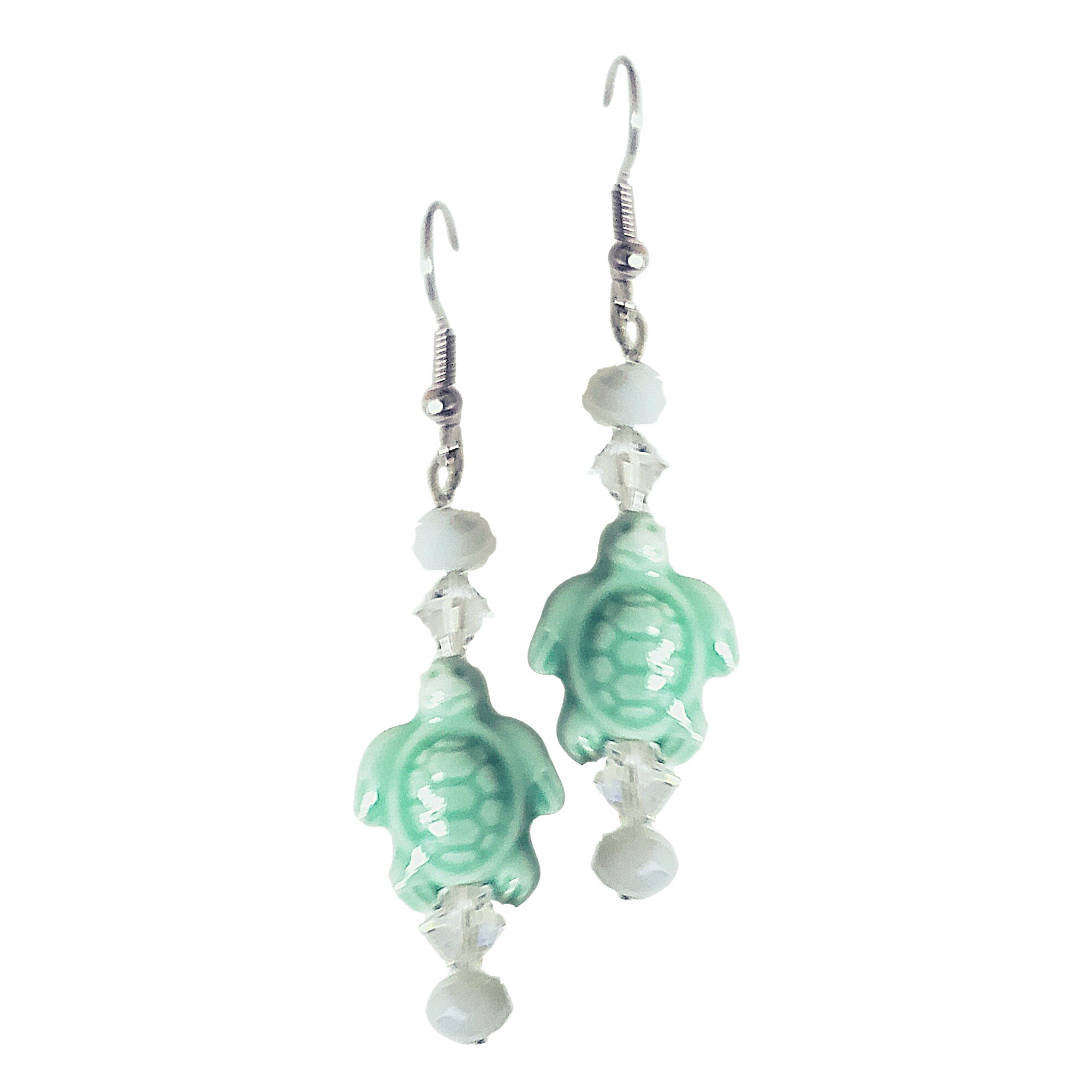 Turtle Lovers Glossy Howlite Earrings-MANY COLORS-Sea Life Earrings-Ocean Earrings-Girls Gift Earrings - Kawaii Earrings-Dangle Sea Earrings - Thumbnail 6