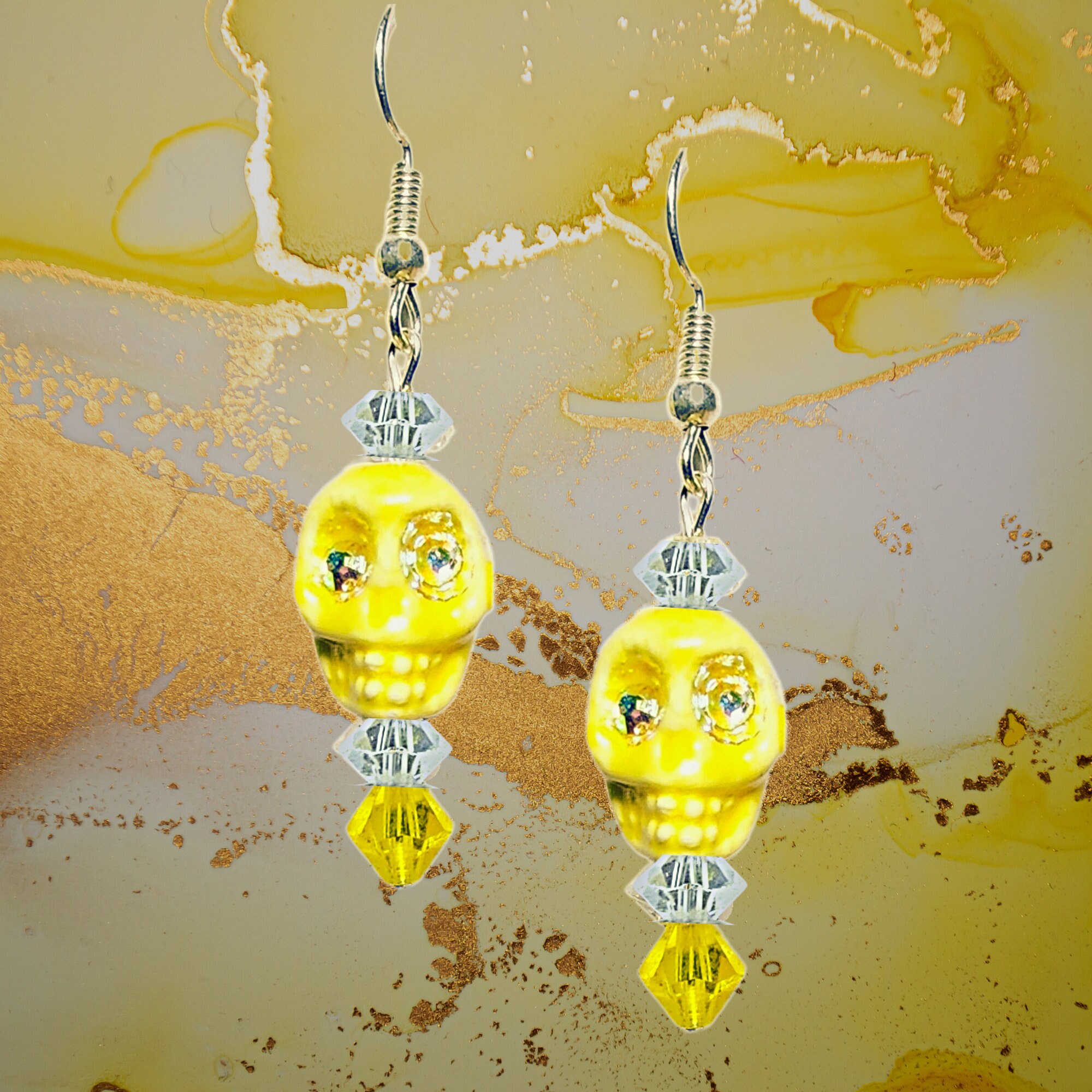 Halloween earrings - Colorful Skull Earrings - Crystal Skull Earrings (6 colors to choose from) - Crystal Eyed Skull Earrings - Thumbnail 6