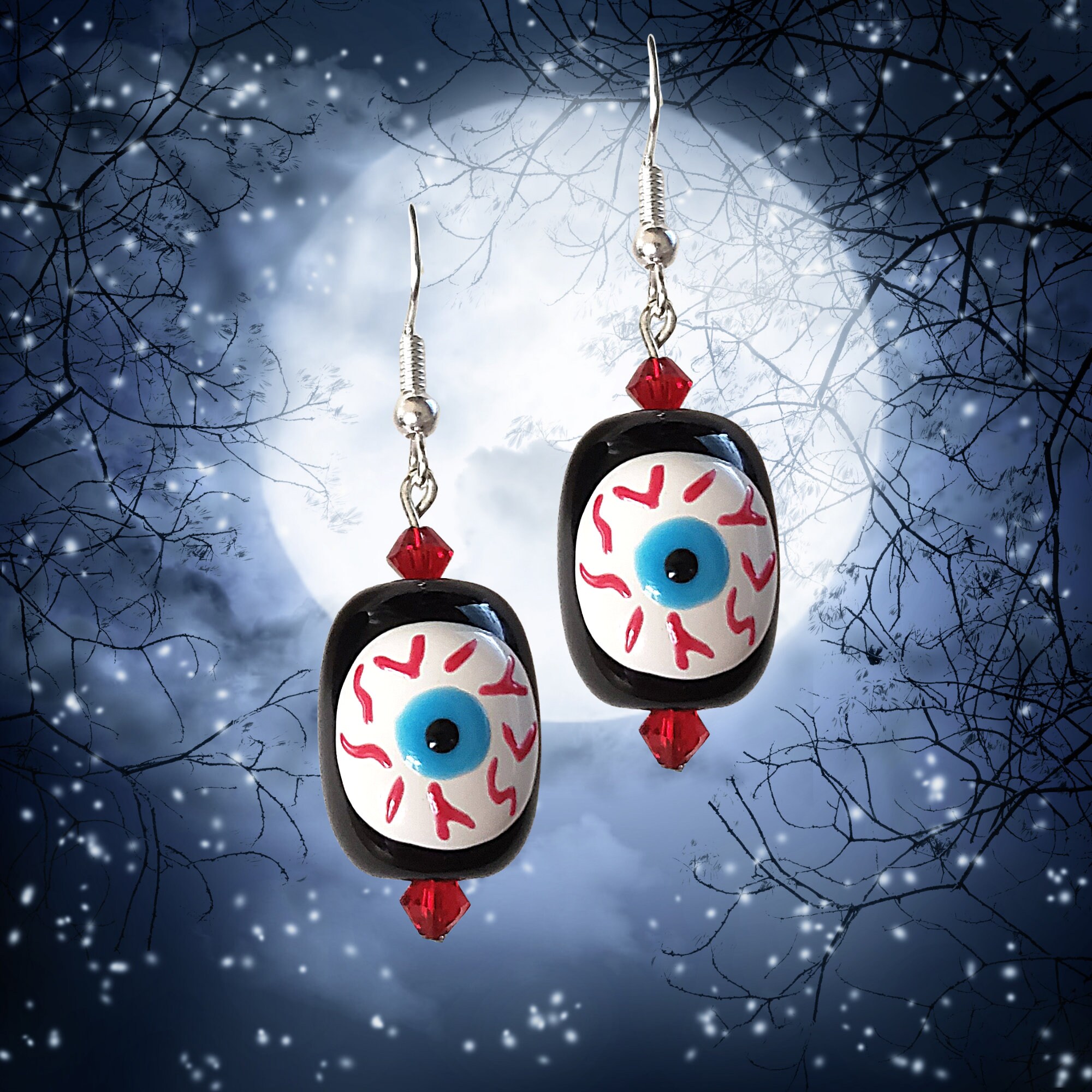 Halloween Earrings - Halloween Theme Stone Earrings - Bloody Eyes Earrings - Pumpkin Earrings- RIP Earrings - Kawaii Earrings-Halloween Gift - Thumbnail 6