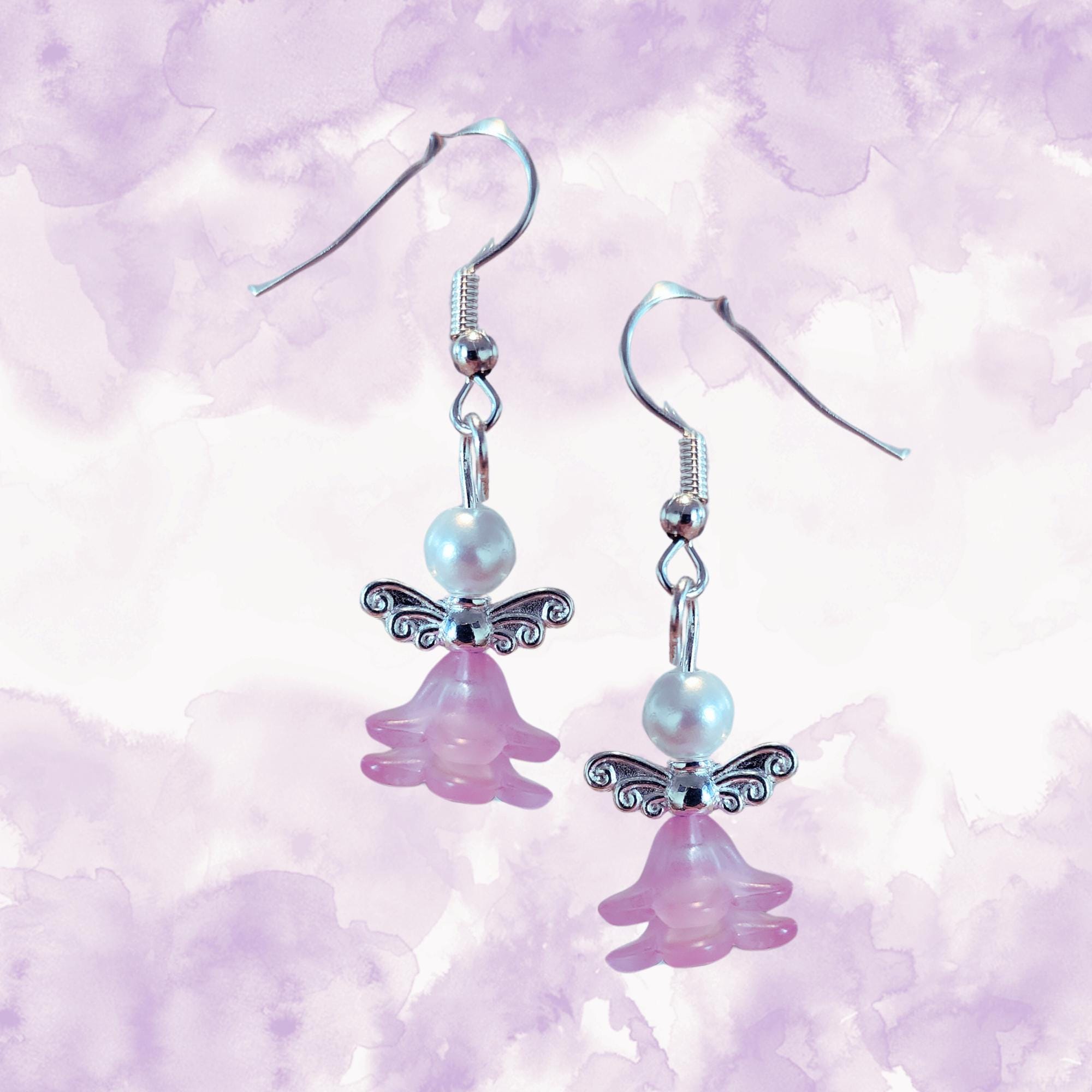 Colorful Angel Earrings - Dancing Skirt Angel Earrings - Pearl Angel Earrings - Christmas Gift - Easter Gift - Birthday Gift -Religious Gift - Thumbnail 6