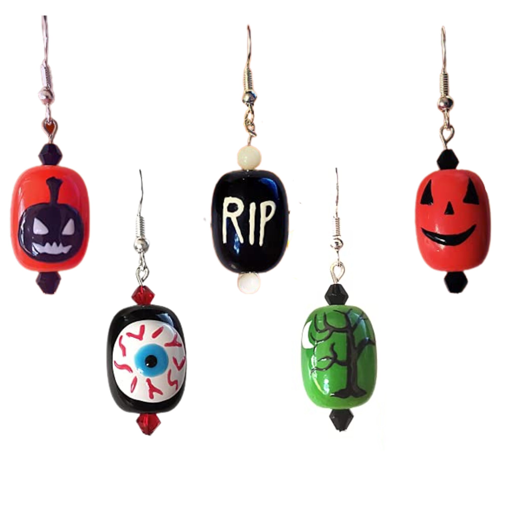 Halloween Earrings - Halloween Theme Stone Earrings - Bloody Eyes Earrings - Pumpkin Earrings- RIP Earrings - Kawaii Earrings-Halloween Gift - Thumbnail 2