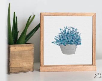 4 Lavander Flower Bucket illustrations, colored print, cute nursery decor, printable wall art, digital download bundle, home decoration