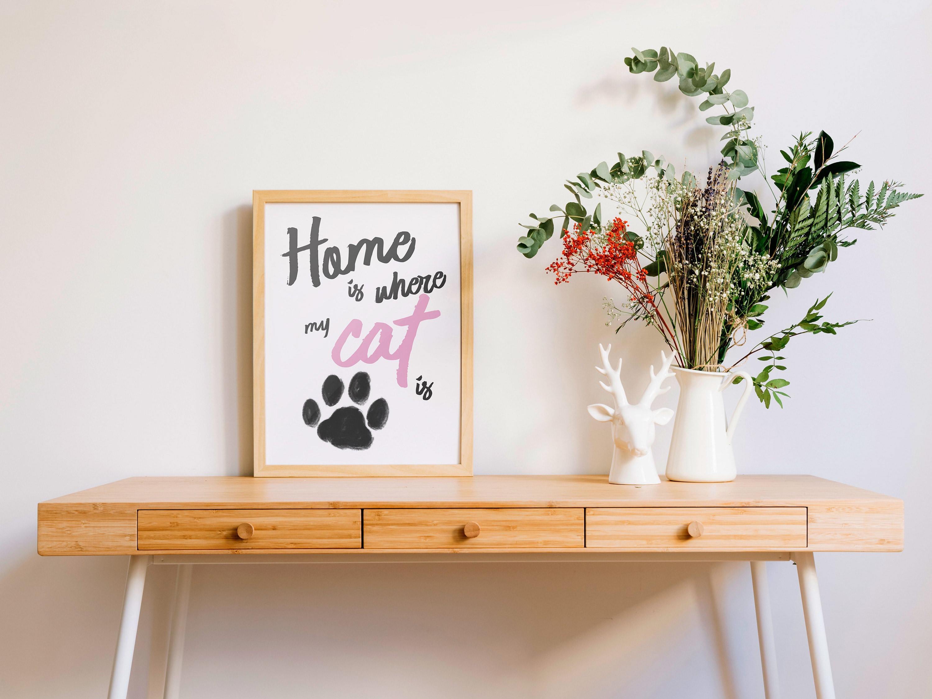 Cat Quote Print Printable Wall Art Digital Download Pink - Etsy