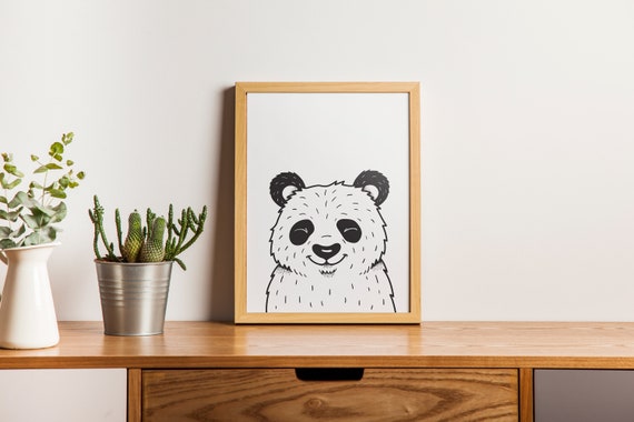 Panda Illustration Print Cute Nursery Decor Printable Wall Art Digital Download Diy Home Decoration Kids Room Unique Creative Gift