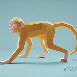 Monkey Papercraft, DIY Home Decor, Paper Animal Sculpture, Handmade ...