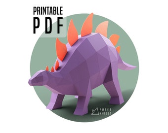 Stegosaurus Papercraft, Dinosaur DIY Home Decor, paper animal sculpture, Handmade gift, Printable template PDF, 3D Decoration, jurassic