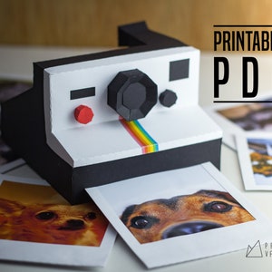 Polaroid papercraft DIY, plantilla PDF imprimible, decoración de cámara vintage, regalo de fotografía, marco de imagen, decoración del hogar hecha a mano, arte geométrico