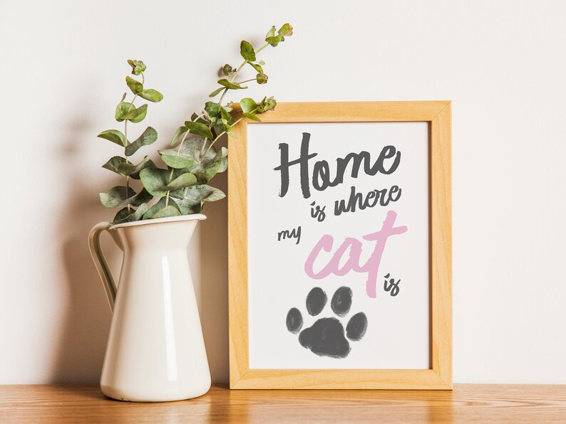 Cat Quote Print Printable Wall Art Digital Download Pink - Etsy