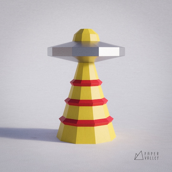 UFO Papercraft, Alien Spaceship Lamp, Space DIY Home Decor, Fun