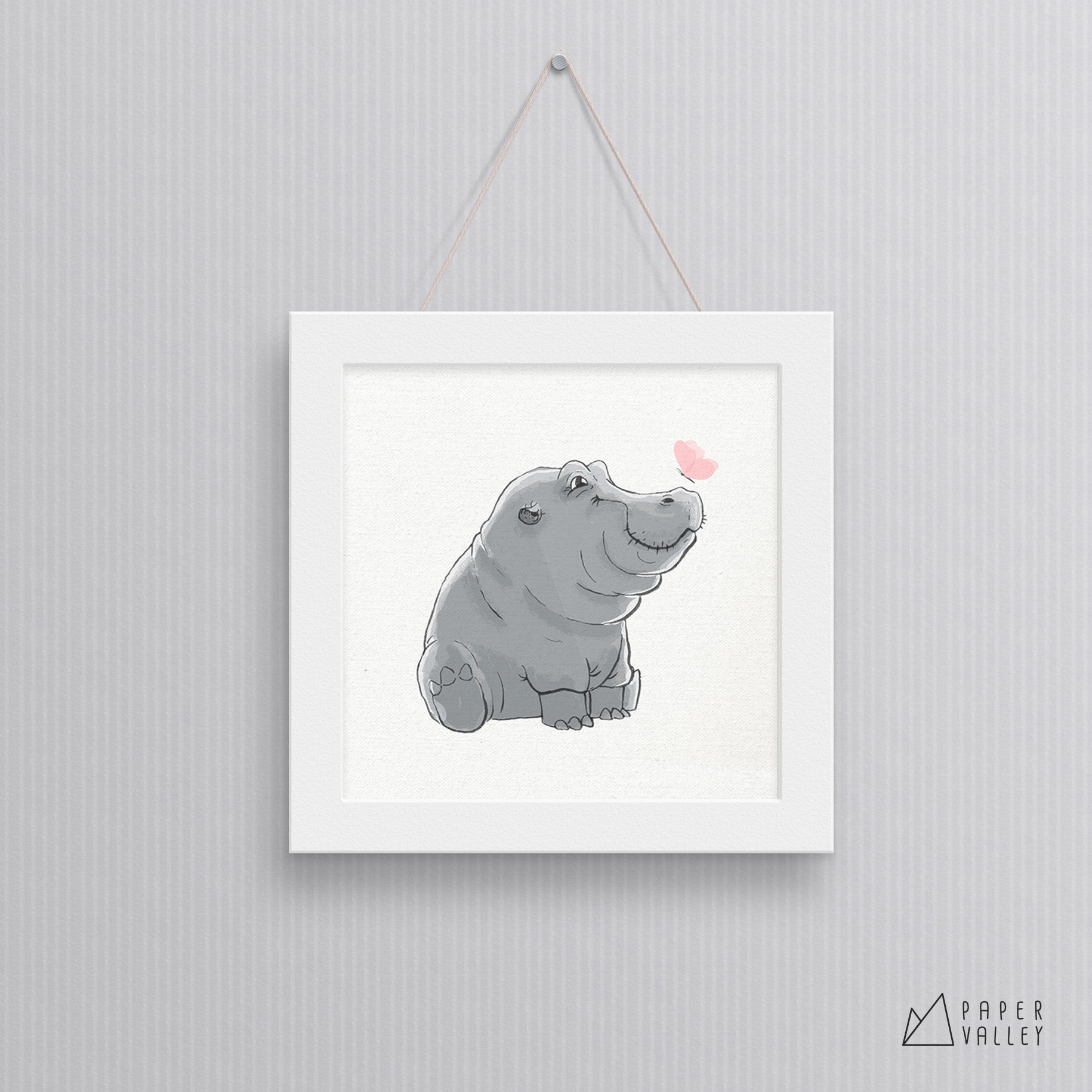 Baby Hippo Print Digital Download Illustration Nursery - Etsy