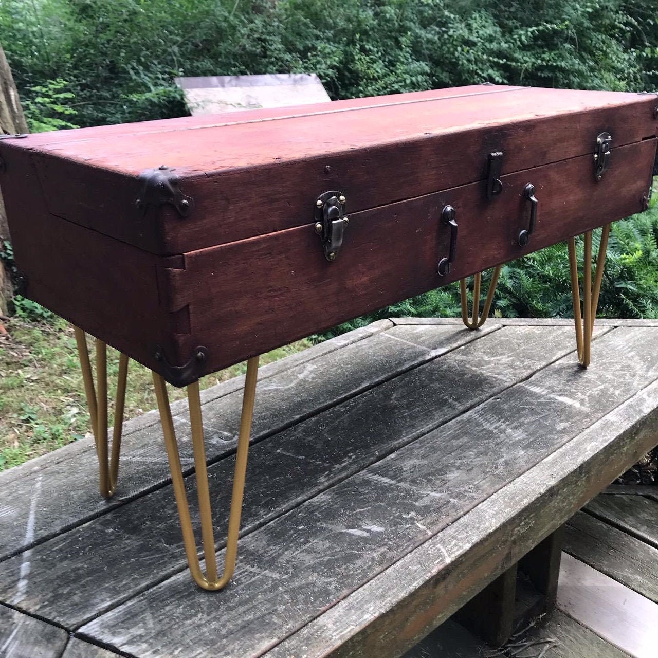 Unique Vintage Wooden Tool Box Coffee Table End Table Etsy