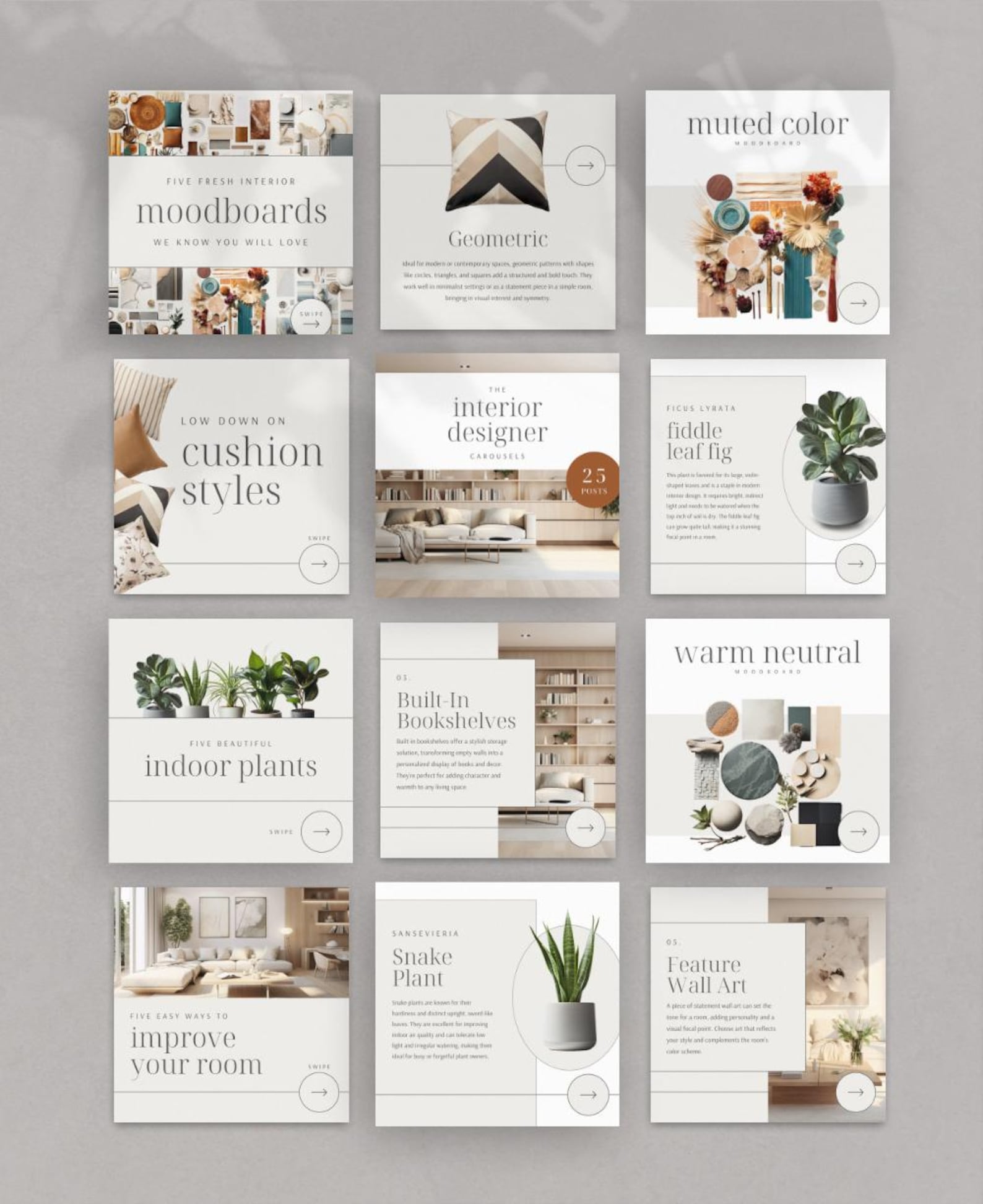 Interior Design Carousel Posts, Canva Editable Social Media Content ...