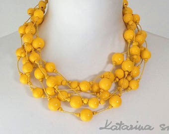 Yellow necklace For Women unique gifts,  Handmade Beaded Necklace