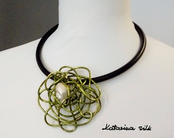 Pearl Necklace For Woman's Gift, Autumn Green Necklace For Her