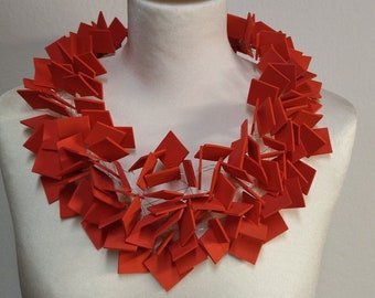 Big red necklace for woman handmade red foam jewelry