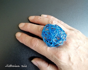 BLAUE RING, große Statement Ring, Geschenk für Frau, Kreis geometrische Ring für sie