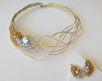 WEDDING NECKLACE, Unique Necklace For Bride, Elegant Necklace for Weddings, Baroque Pearl Necklace for Special Occasions