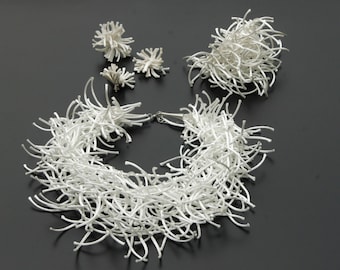 White Jewelry Set For Wedding, Unique Woman Set, For birthday, Anniversary Gift