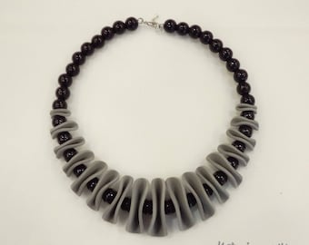 Black and Gray Geometric Necklace For Woman Unique Gift
