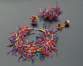 Gift For Mom, Rainbow Se For Woman, Gift For Wife, Handmade Jewelry Set, Statement Necklace For Her