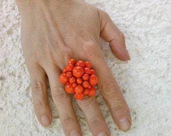 Charm Ring For Woman Gift For Her Birthday, Orange Color Ring For Women, Handmade Gift for Girlfriend Gift