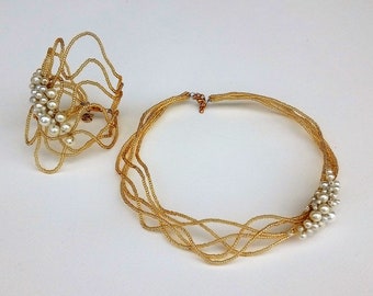 WEDDING JEWELRY, Gold Color Jewelry, Bridal Necklace, For Bride