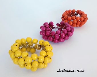 Modern Statement Bracelet with Big Wooden Beads: Perfect Wife Gift"
