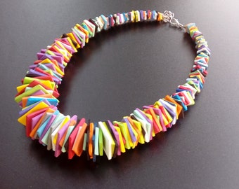 Uniek cadeau voor een meisje, geometrische regenboogketting voor vrouwen