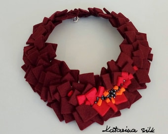 Geometric Glass Beads Necklace, Big Choker Necklace