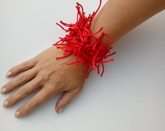 Red Scattered Bracelet for gift, Handmade Statement Jewelry