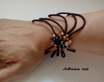Brown Charm Bracelet for Woman, Gift Idea For Her, Handmade Beaded Bracelet