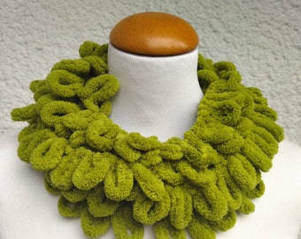 Green Bib Necklace For Her, Handmade Jewelry